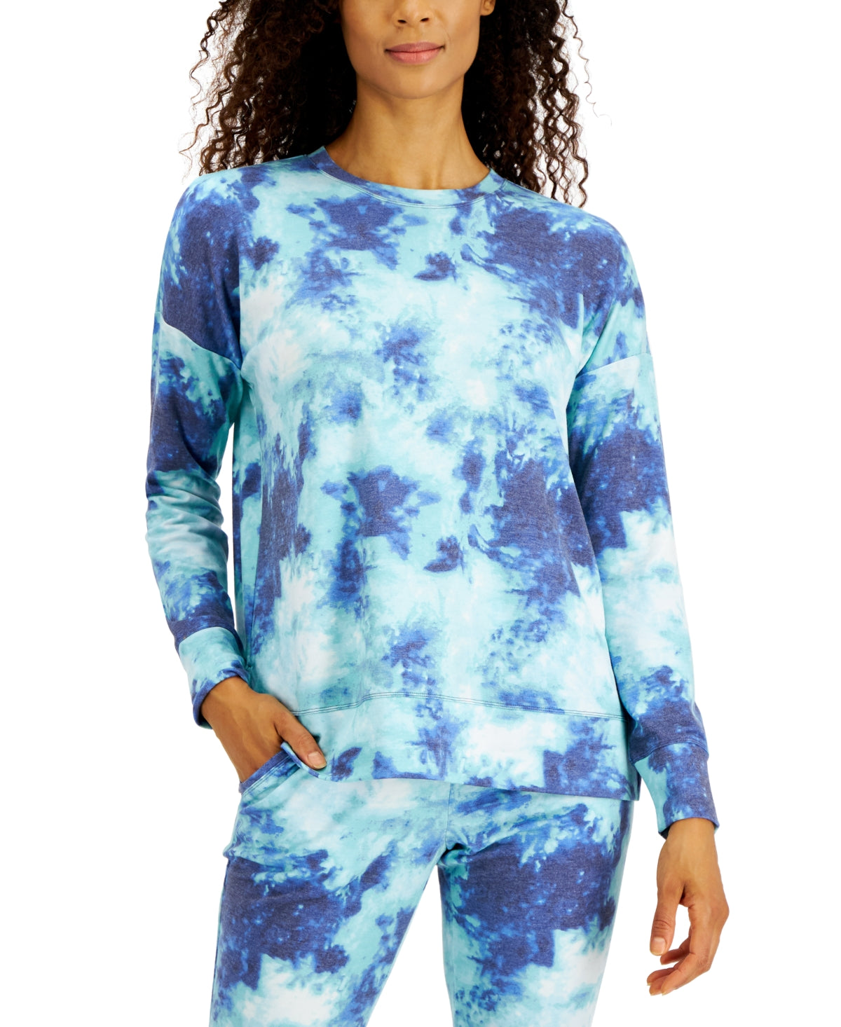 ID Ideology Women's Shades Tie Dyed Top Blue Size Large