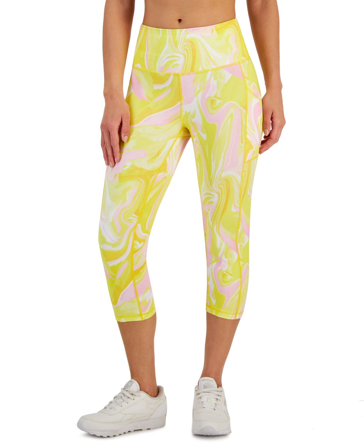 ID Ideology Women's Side Pocket Cropped Leggings Yellow Size Medium