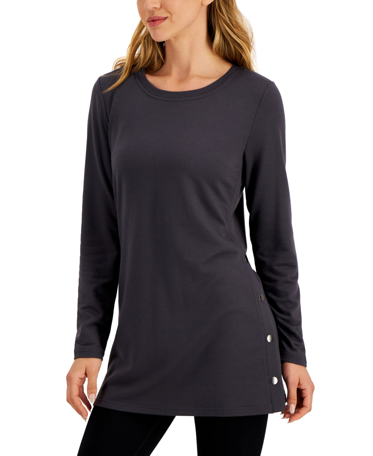 ID Ideology Women's Side Snap Tunic Grey Size X-Small