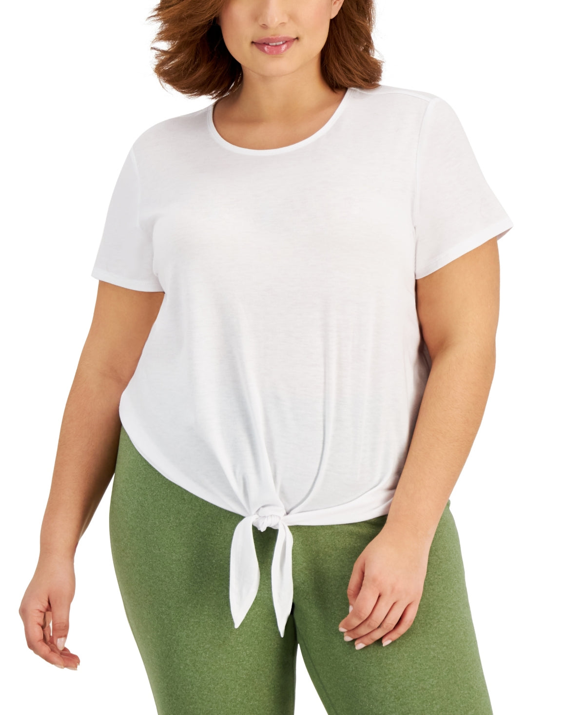 ID Ideology Women's Tie Front T-Shirt White Size 4X