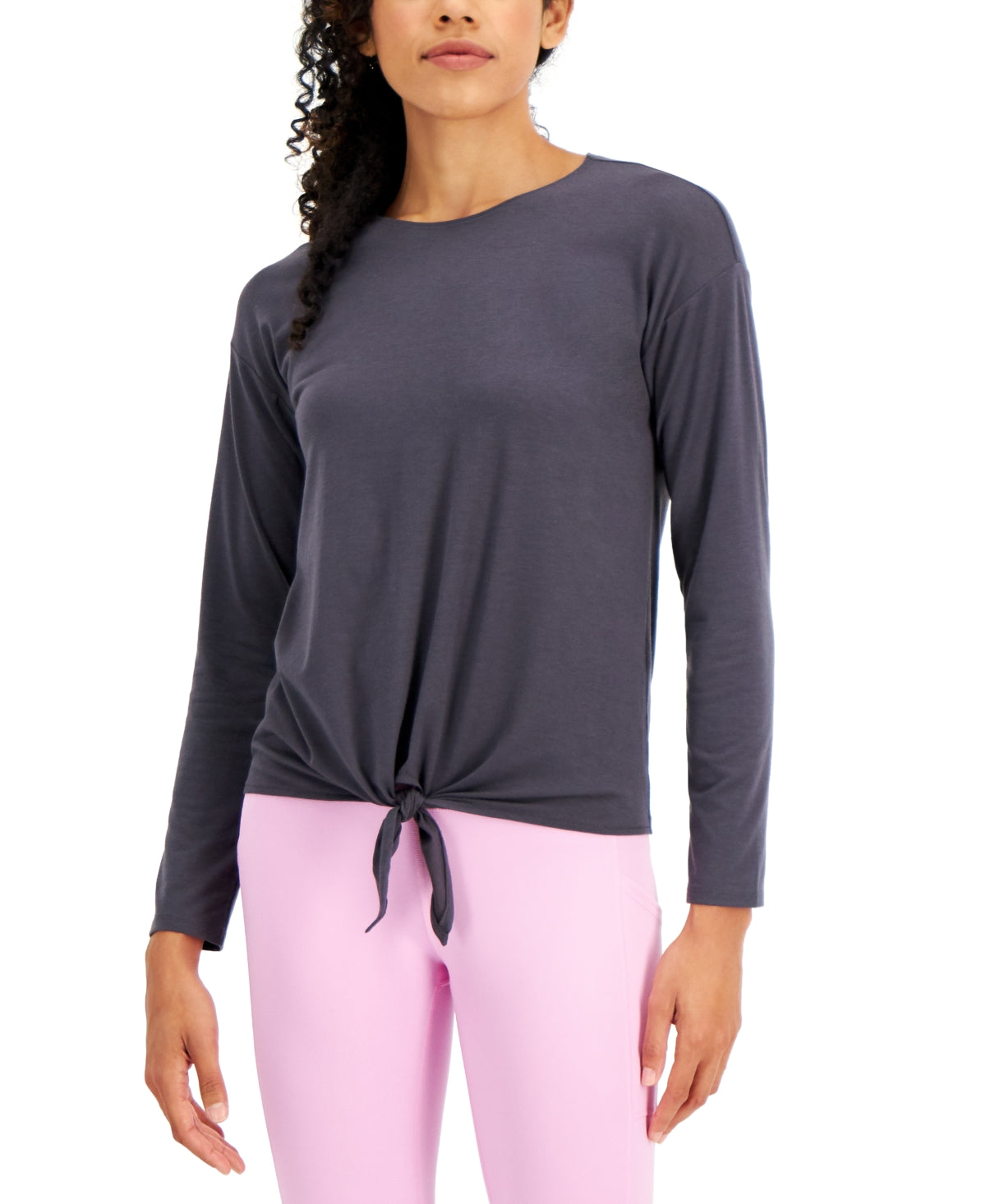 ID Ideology Women's Tie Front Top Gray Size Small