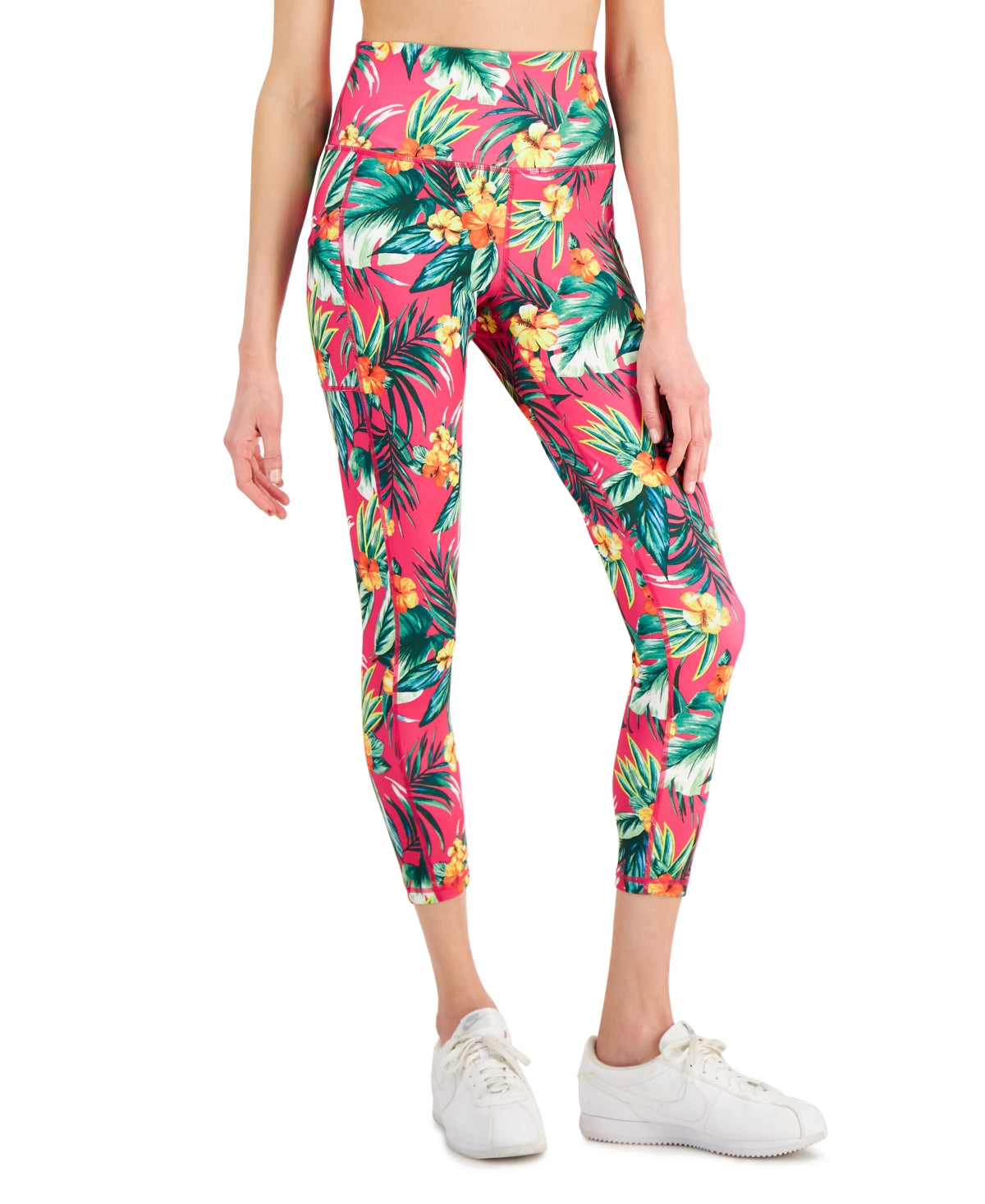 ID Ideology Women's Tropical Side Pocket Leggings Pink Size Large