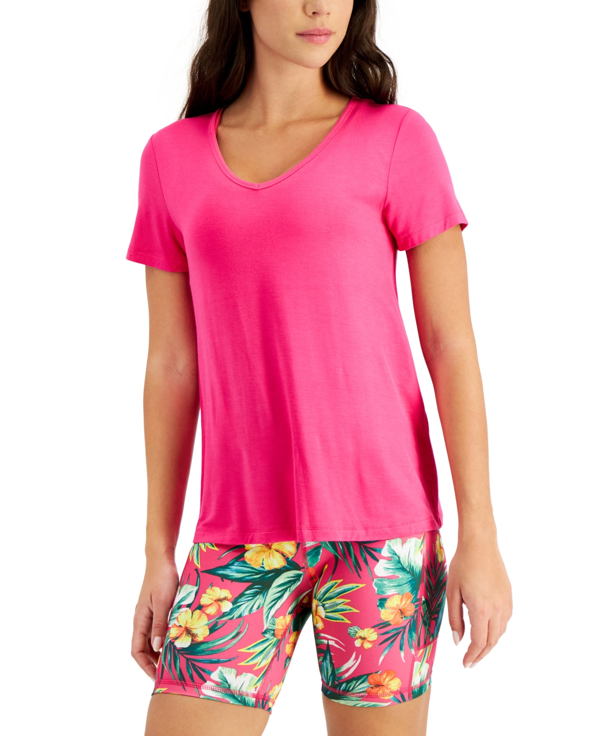 ID Ideology Women's V Neck T-Shirt Pink