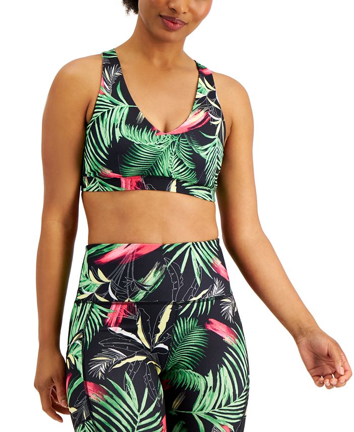 Ideology Women's Palms Match Set Low Impact Sports Bra Black Size Medium