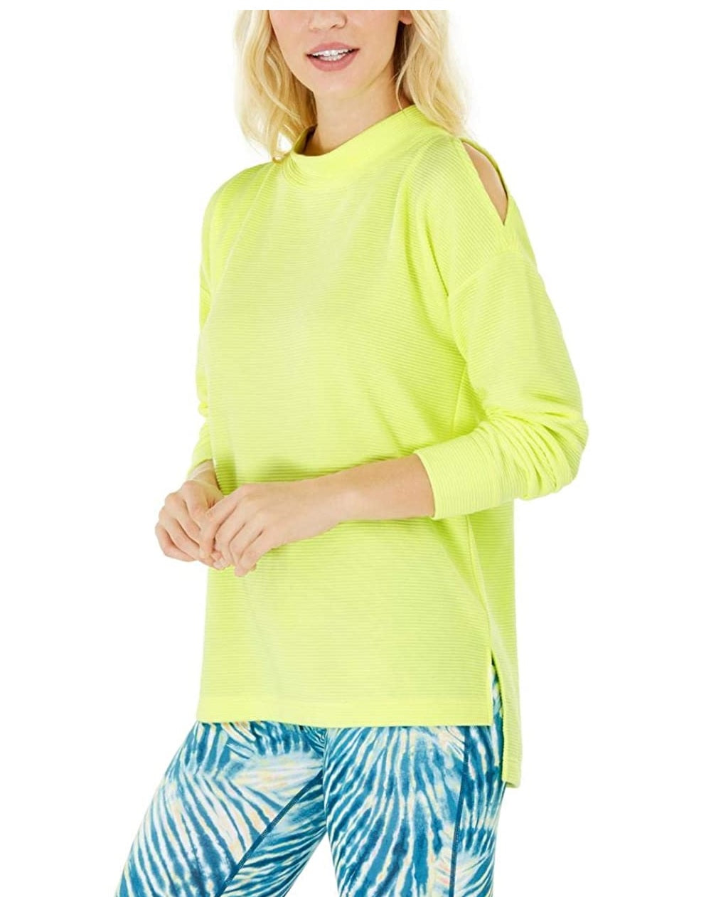 Ideology Women's Ribbed Cold Shoulder Top Yellow