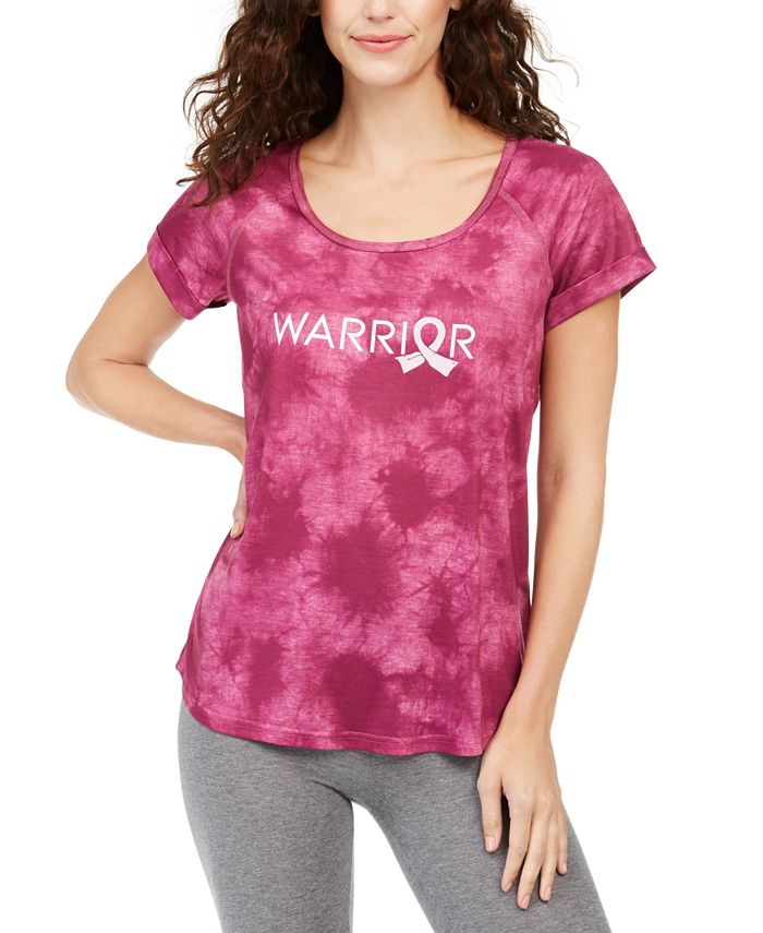 Ideology Women's Scoop Neck Tie-Dye Warrior Athletic T-Shirt Pink Size M