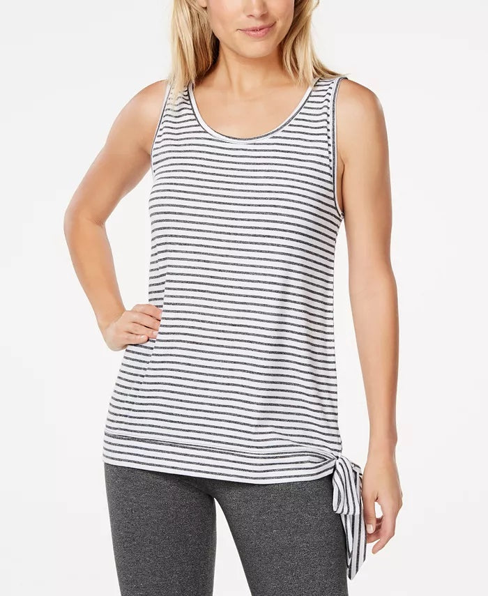 Ideology Women's Striped Side-Tie Tank Top Black Size Small