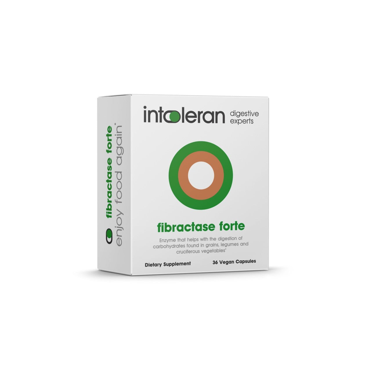 Intoleran® Fibractase Forte for Fructans and Galactans Intolerance, Enzymes Helping with the Digestion of Carbohydrates Found in Grains, Legumes and Cruciferous Vegetables - 36 Vegan Capsules