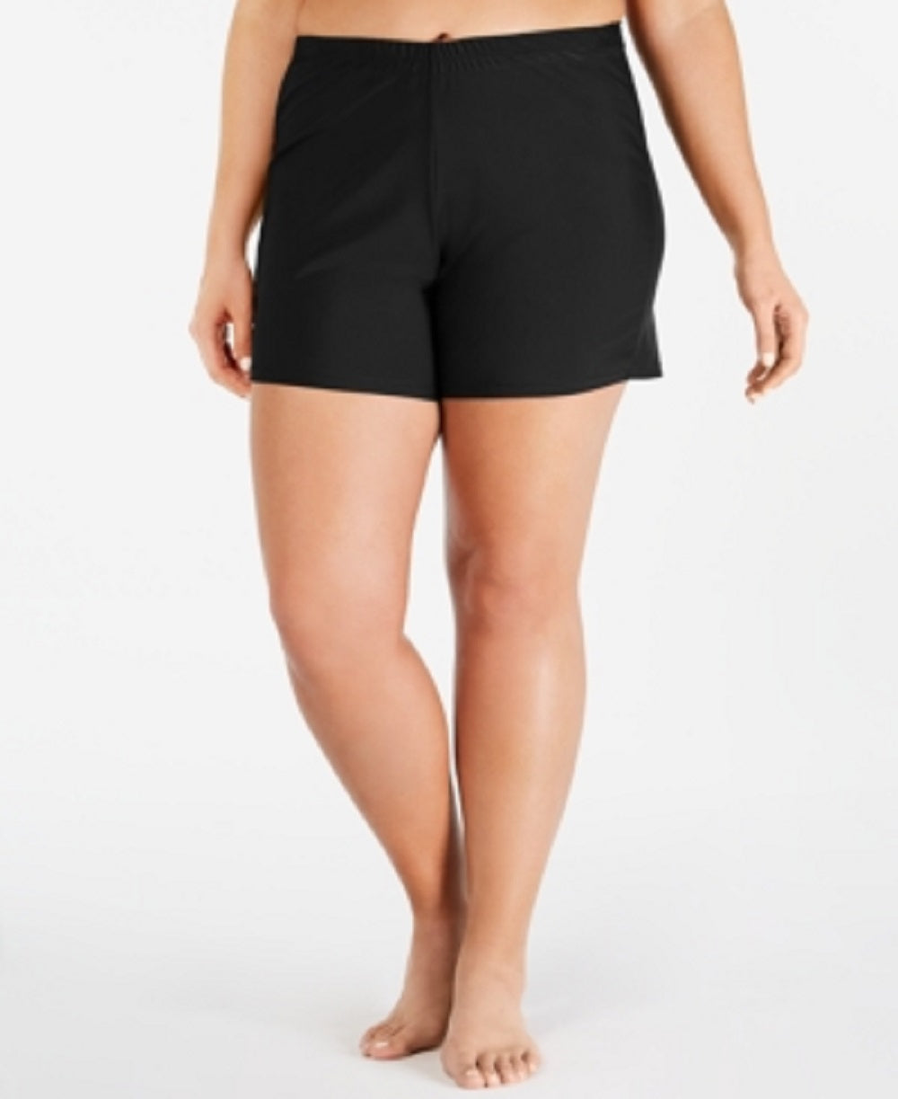 Island Escape Women's Plus Swim Shorts Swimsuit Black