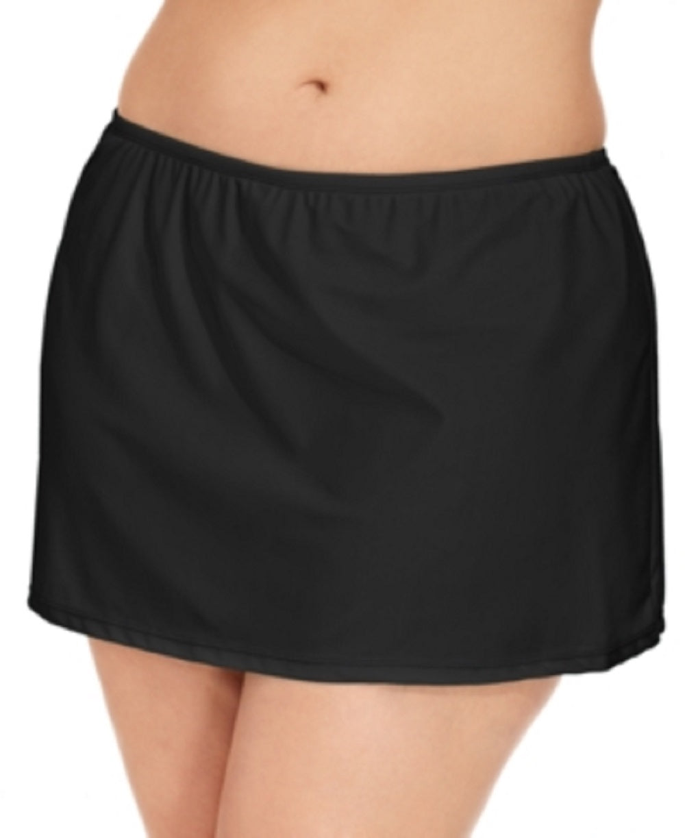 Island Escape Women's Plus Swim Skirt Swimsuit Black