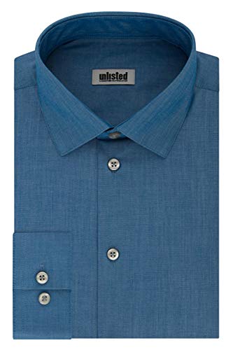 Kenneth Cole Reaction Men's Regular Fit Solid Dress Shirt Hazy Blue Size 2XL