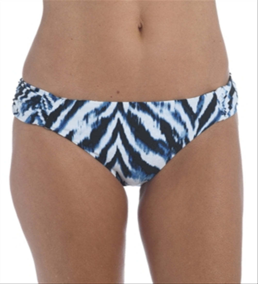 La Blanca Women's Animal Instinct Side Shirred Reversible Hipster Bikini Bottom Blue