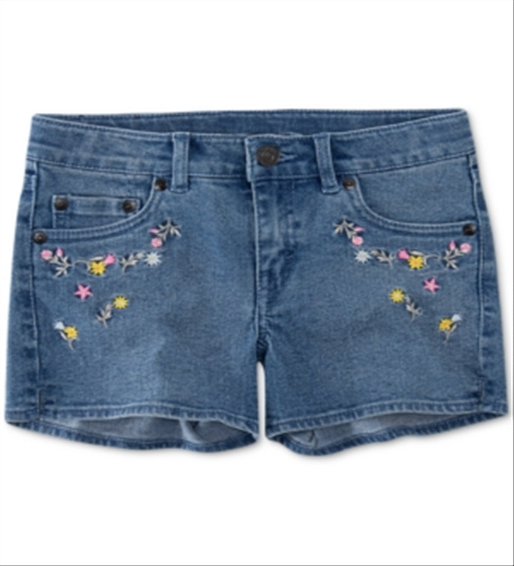 Levi's Little Girl's Side Slit Embroidered Denim Shorts Blue Size 6X