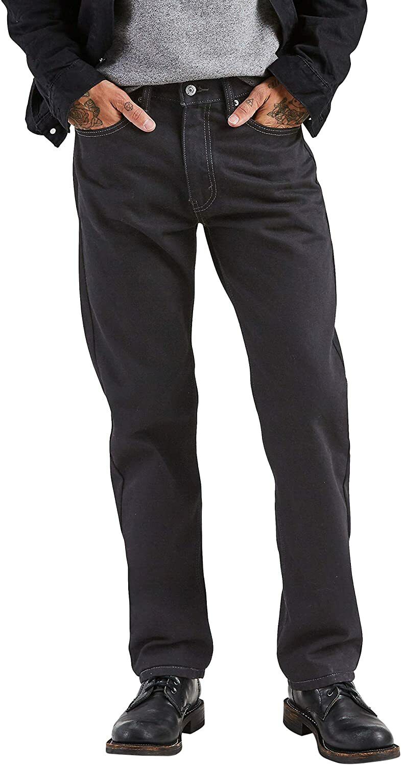 Levi's Men's 505 Regular Fit Non Stretch Jeans Black Size 42x32