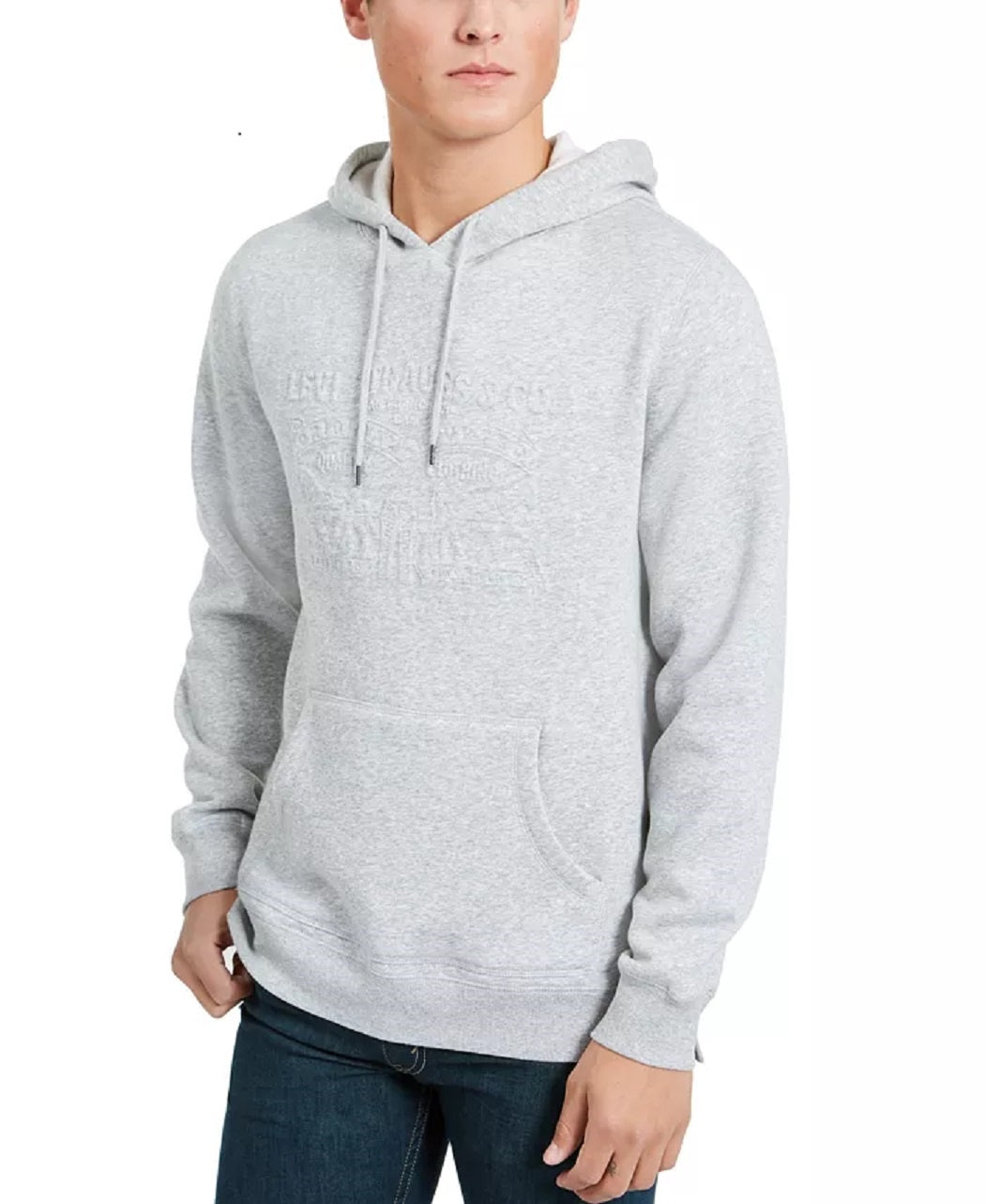 Levi's Men's Arena Embossed Logo Pullover Hoodie Gray Size Medium
