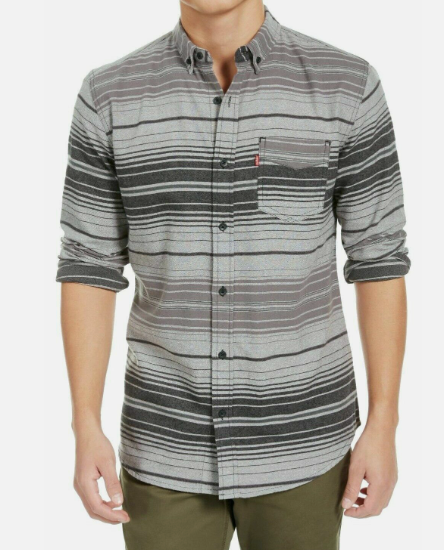 Levi's Men's Avalon Striped Flannel Shirt Gray Size Medium