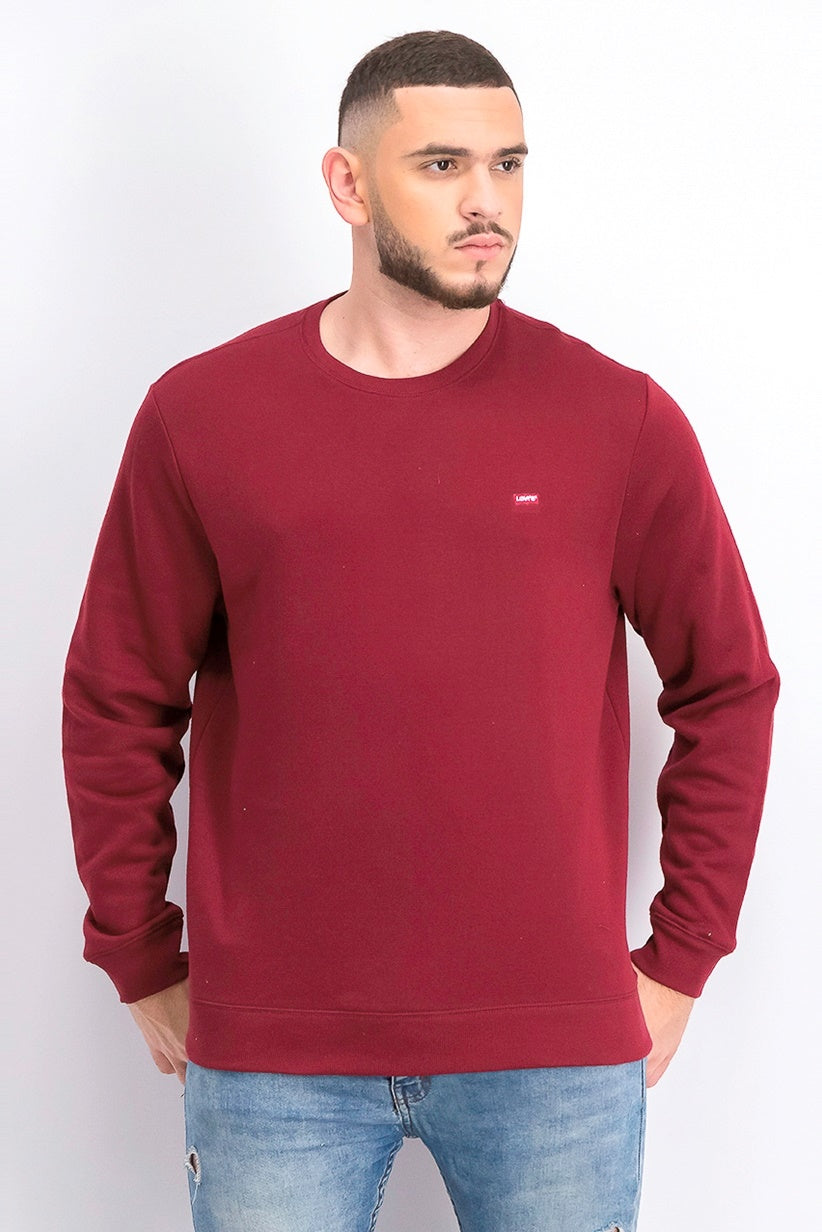 Levi's Men's Bailey Logo Crew-Neck Sweatshirt Dark Red Size Small