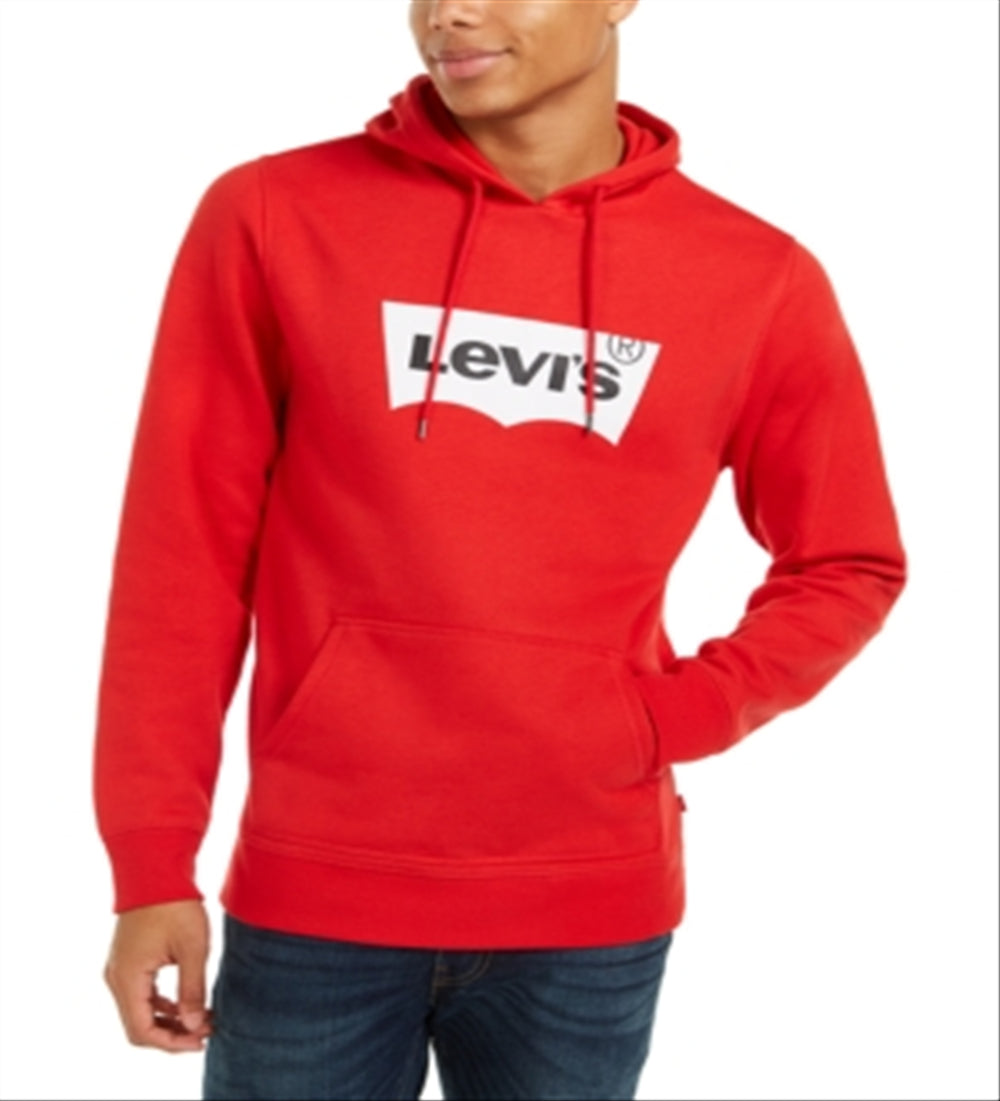 Levi's Men's Burndlen Fleece Logo Hoodie Red Size Small