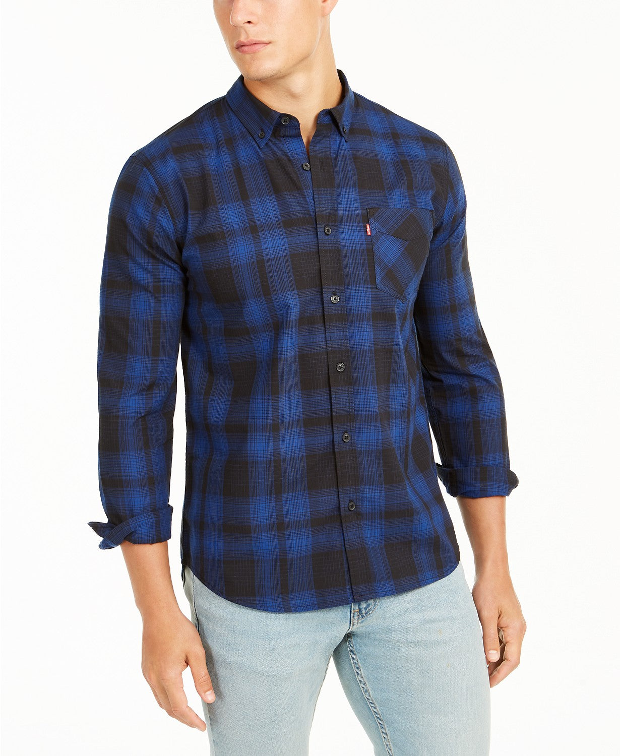 Levi's Men's Chama Plaid Shirt Gray Size Small