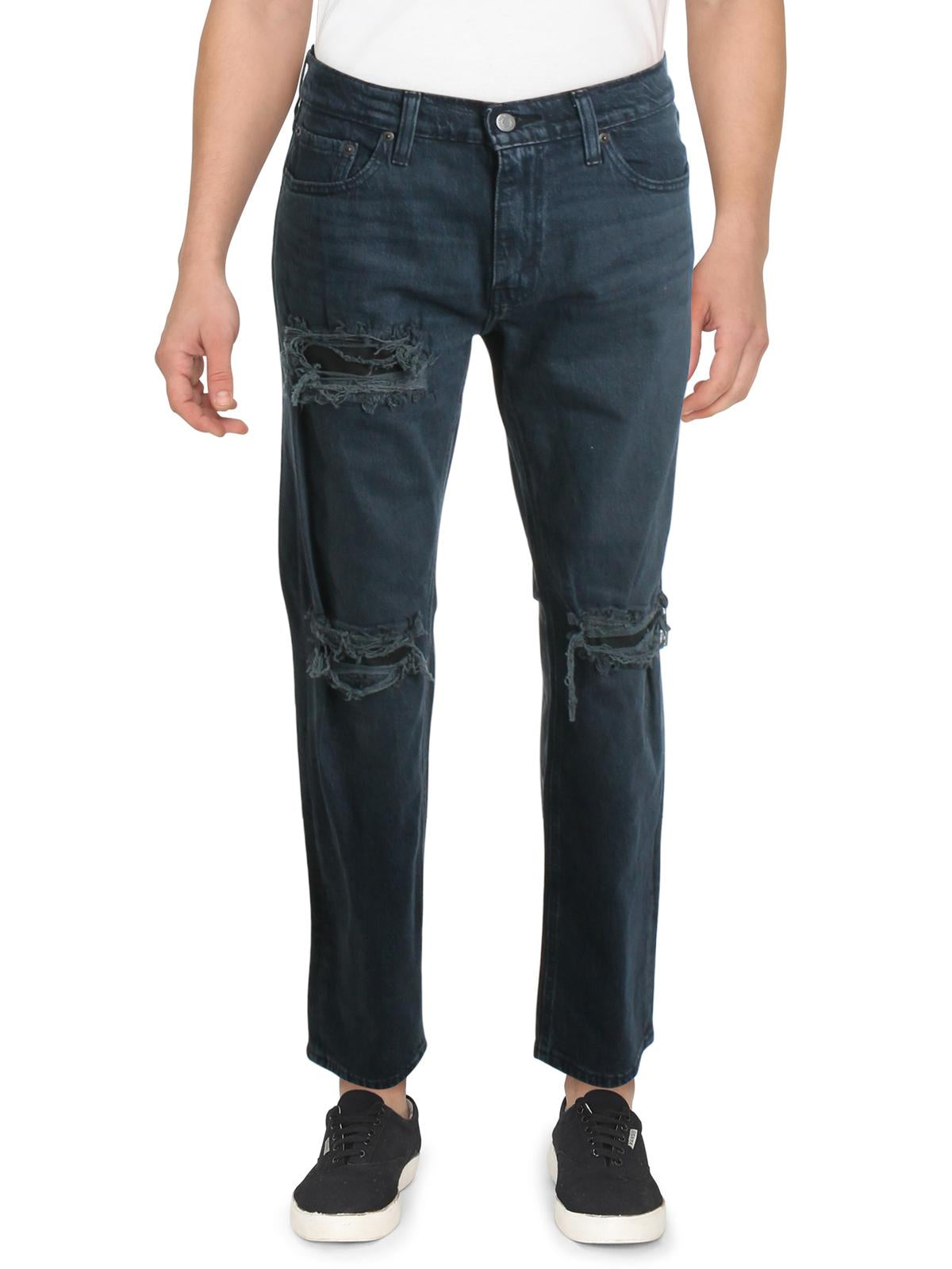 Levi's Men's Denim Distressed Tapered Leg Jeans Black Size 34X30