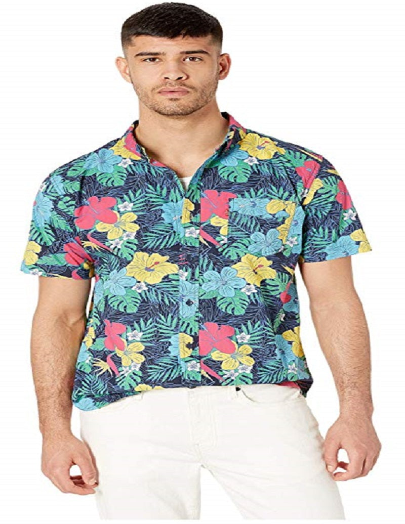 Levi's Men's Lembert Poplin Short Sleeve Woven Shirt Blue Size XX-Large