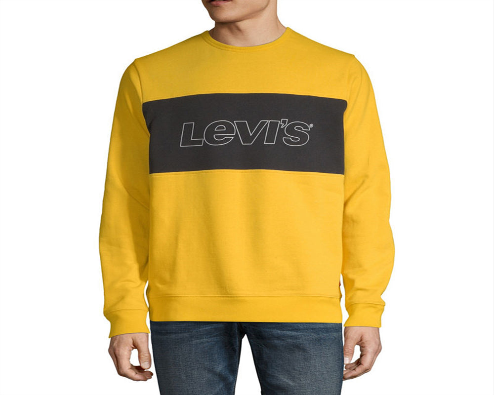 Levi's Men's Logo Crew Neck Sweatshirt Yellow Size XX-Large
