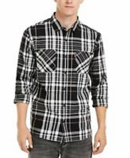 Levi's Men's Malden Plaid Shirt Dark Gray Size XX-Large