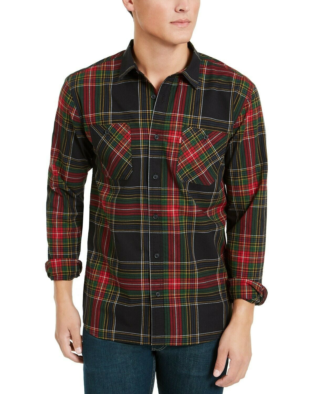 Levi's Men's Malden Plaid Shirt Red Size Small