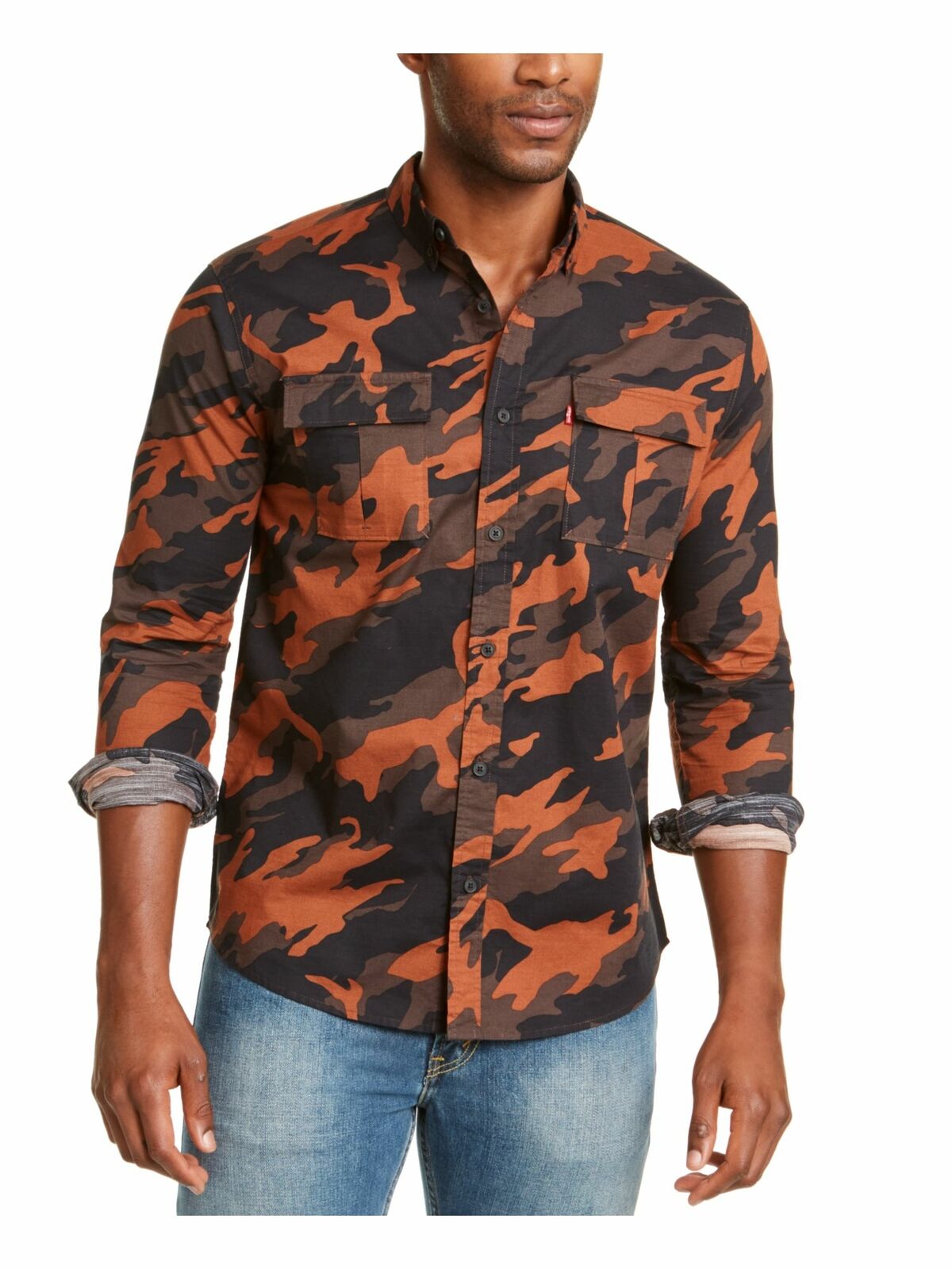 Levi's Men's Newski Camouflage Shirt Brown Size Small