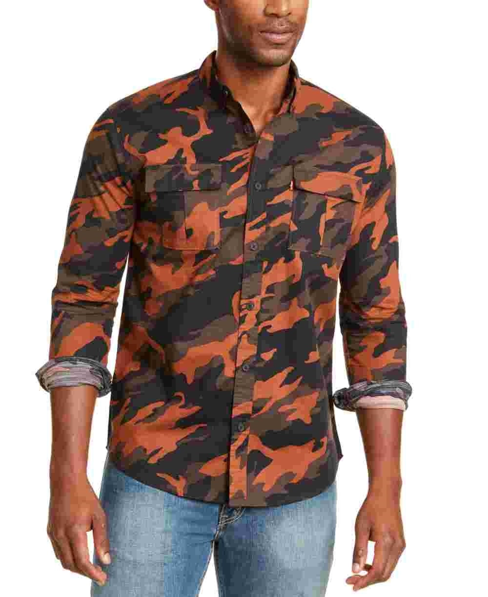 Levi's Men's Newski Camouflage Shirt Red Size X-Large