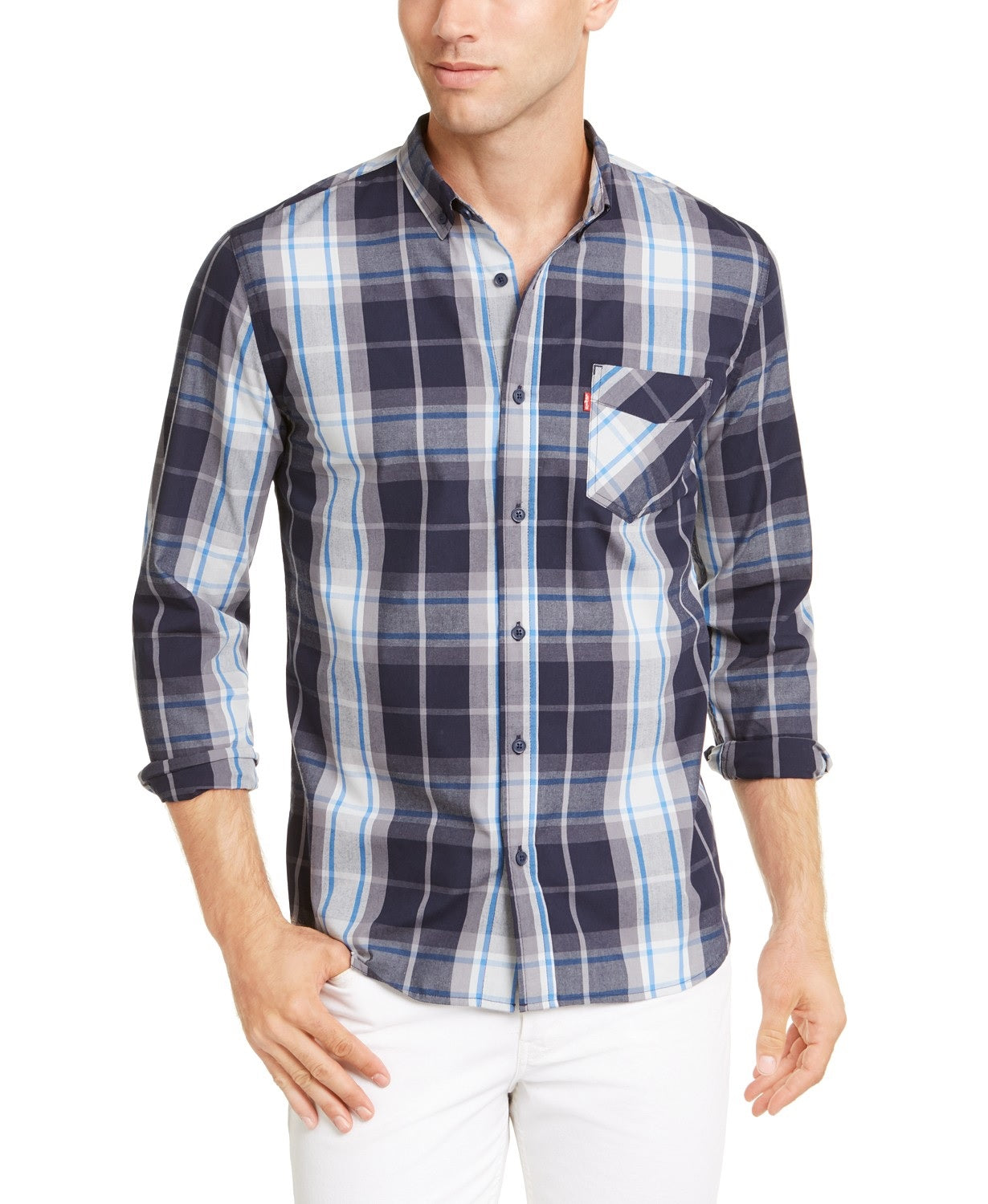Levi's Men's Osaka Woven Plaid Shirt Blue Size Small