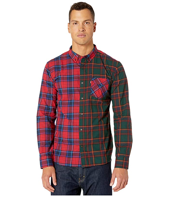 Levi's Men's Patchwork Plaid Button Down Shirt Red Size X-Large