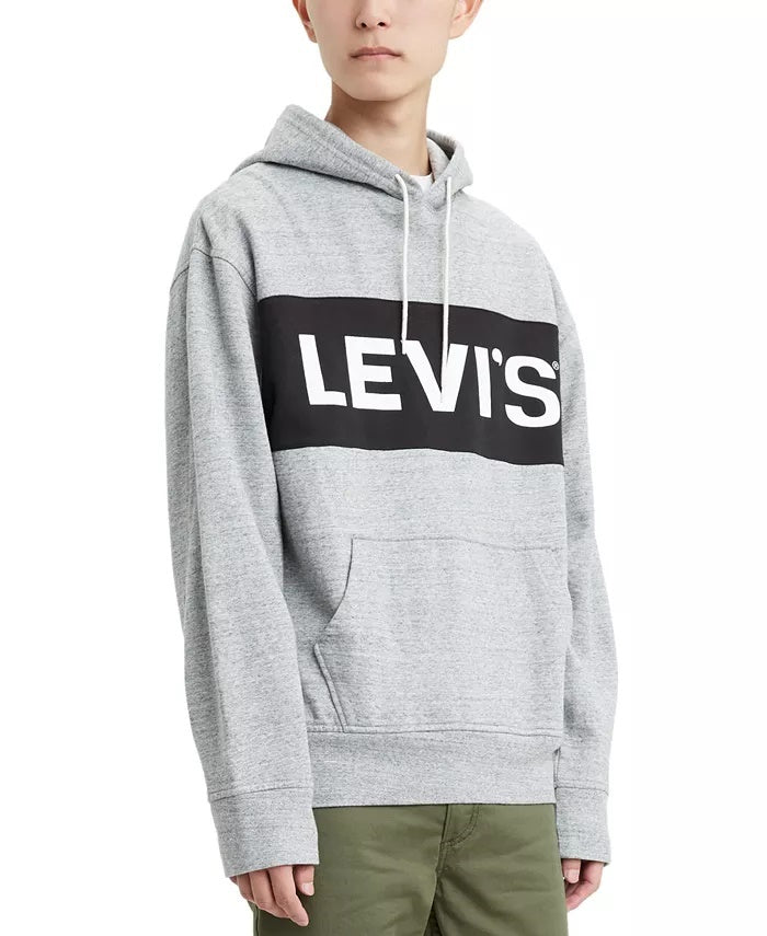 Levi's Men's Pieced Logo Hoodie Sweatshirt Gray Size X-Large