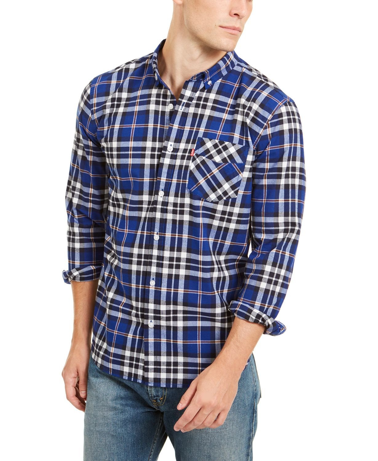 Levi's Men's Plaid Button-down Shirt Sodalite Blue Size Extra Large