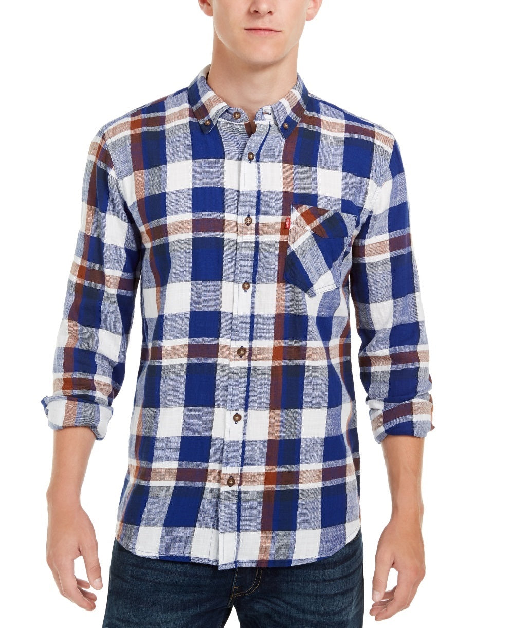 Levi's Men's Plaid Flannel Shirt Blue Multi Size Medium