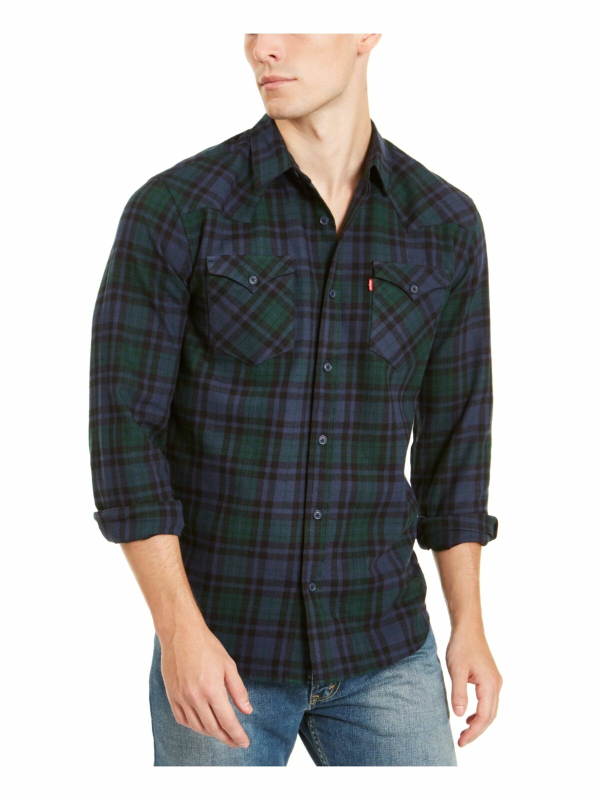 Levi's Men's Plaid Flannel Shirt Blue Size Extra Large