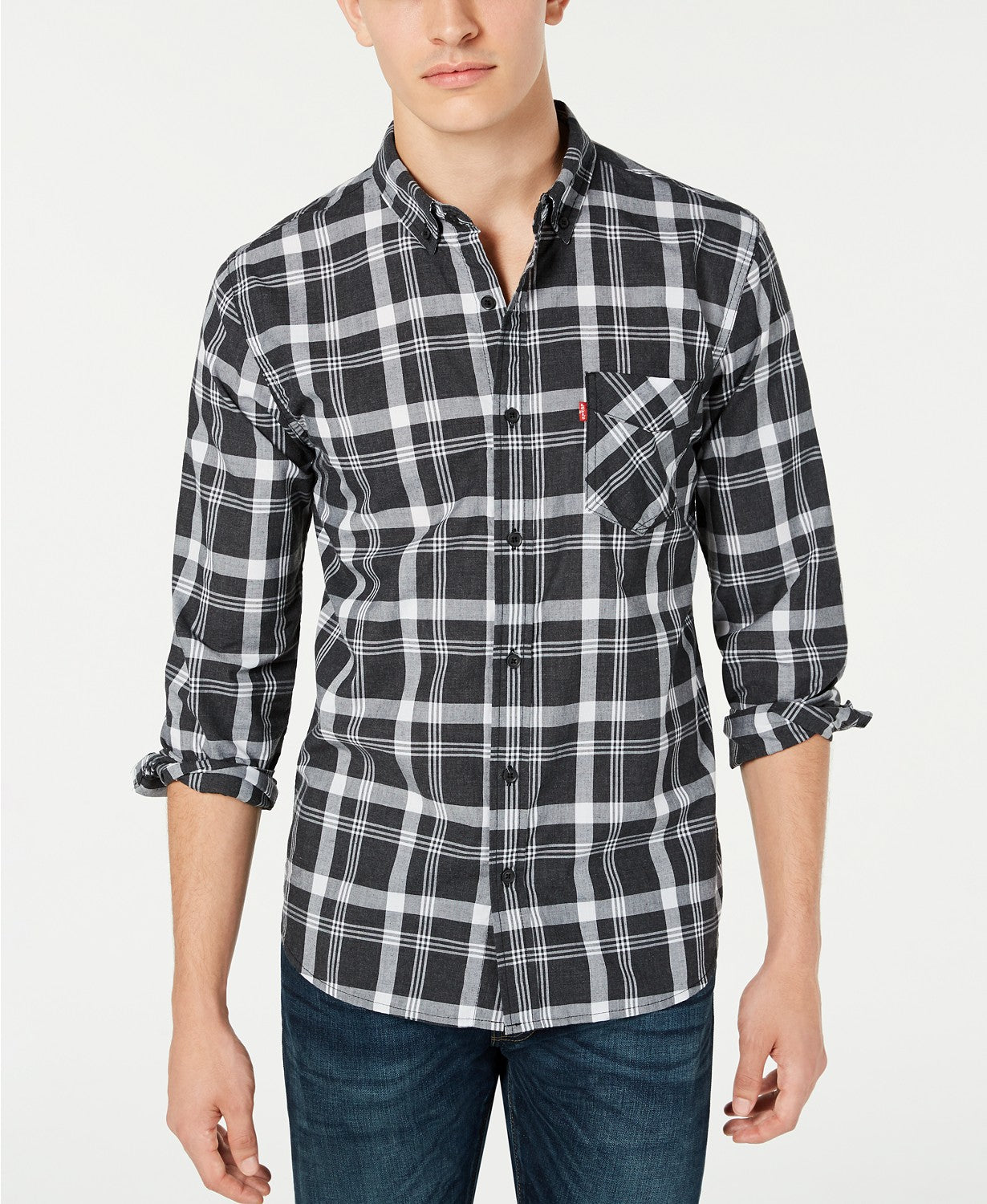 Levi's Men's Reese Plaid Shirt Black Size Large