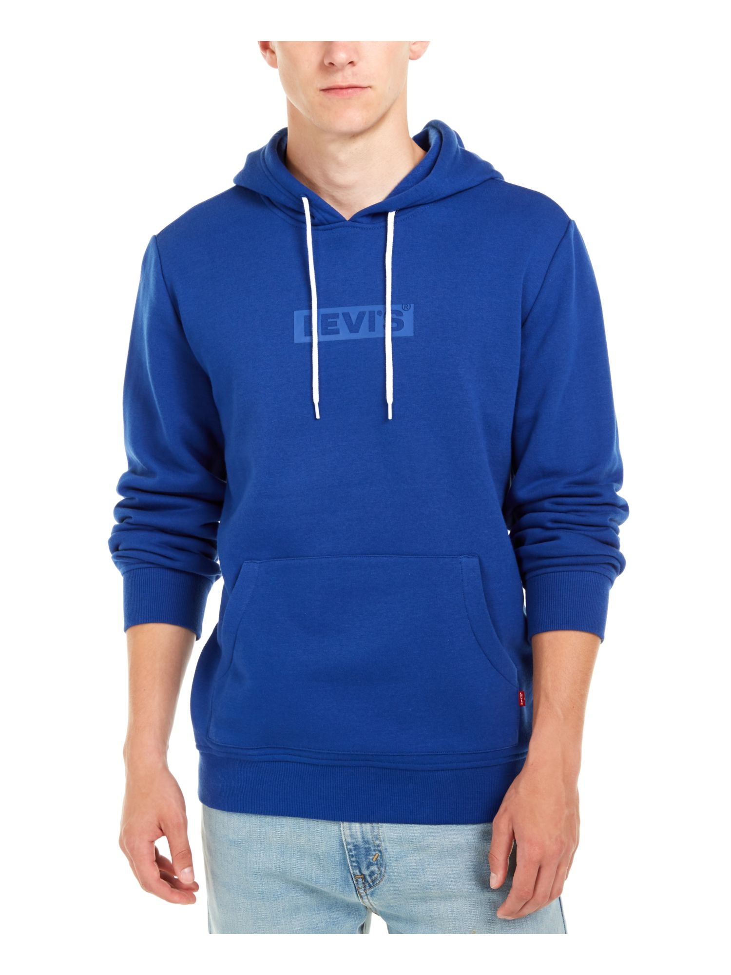 Levi's Men's Sweater Drawstring Hangar Logo Hood Pullover Blue Size XX-Large