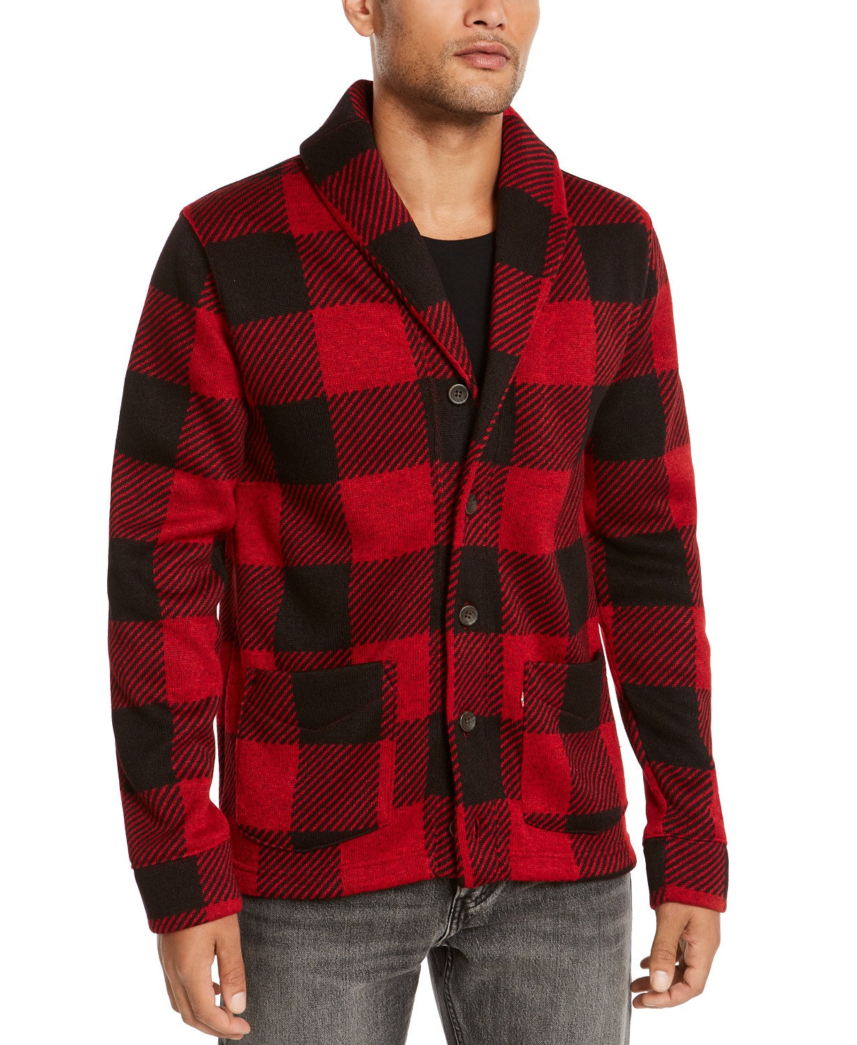 Levi's Men's Trouss Regular-Fit Buffalo Plaid Cardigan Red Size Small
