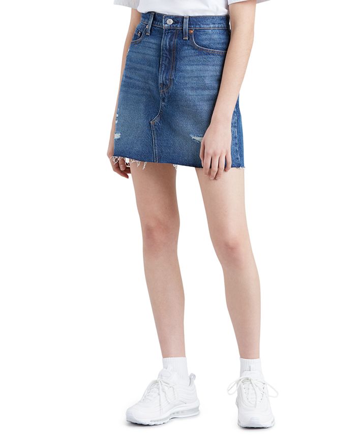 Levi's Women' Deconstructed Iconic Rok Hoge Taille Skirt Blue Size 25