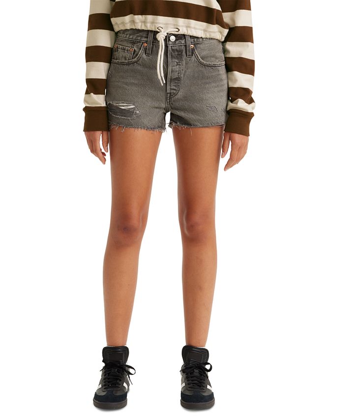 Levi's Women's 501 Cotton High Rise Denim Shorts Grey Size 32
