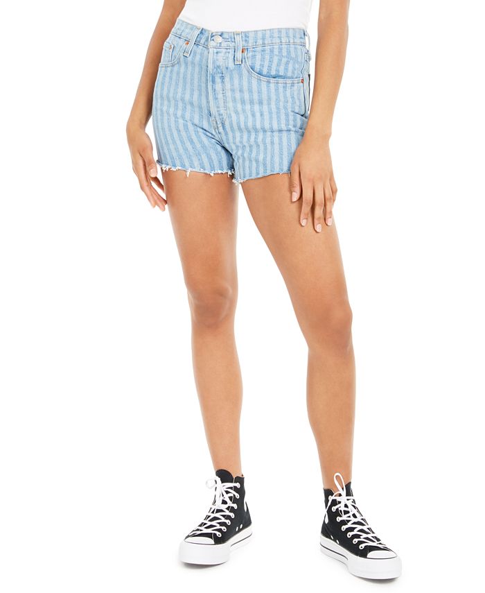 Levi's Women's 501 Striped Denim Shorts Blue Size 31