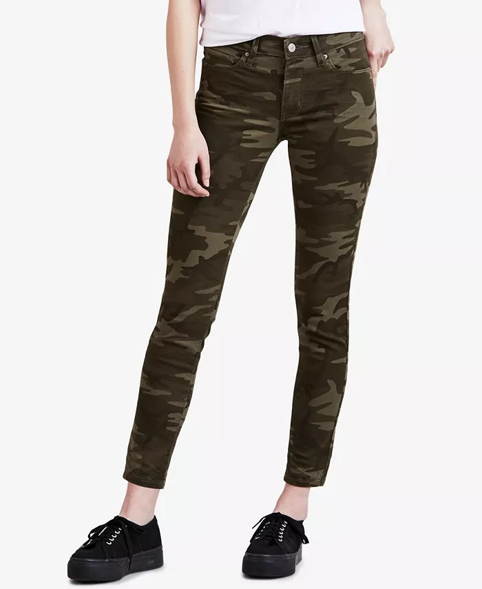 Levi's Women's 711 Skinny Ankle Jeans Green Camo Size 33W