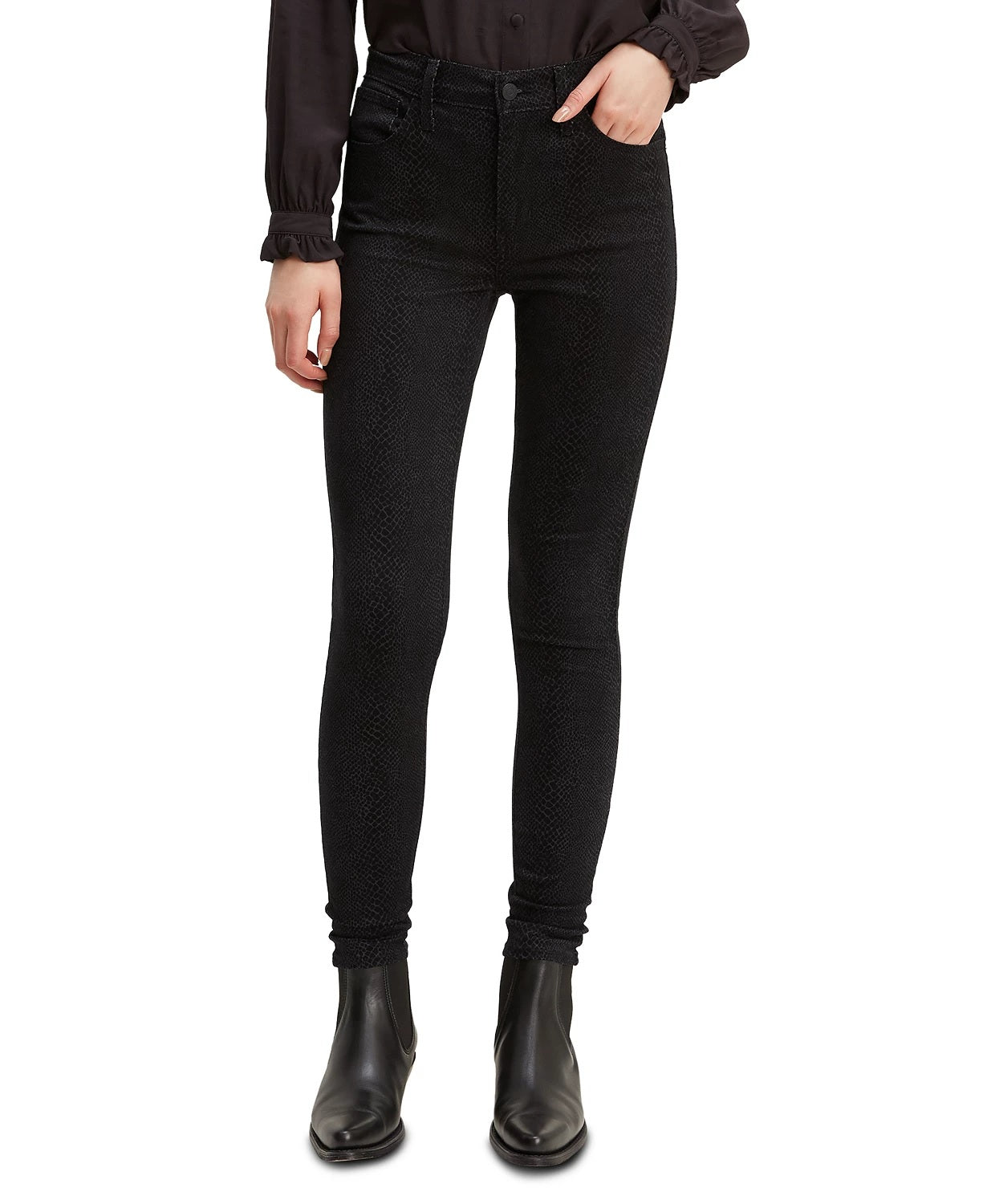 Levi's Women's 720 Python-Print High-Rise Super Skinny Jeans Black Size 27