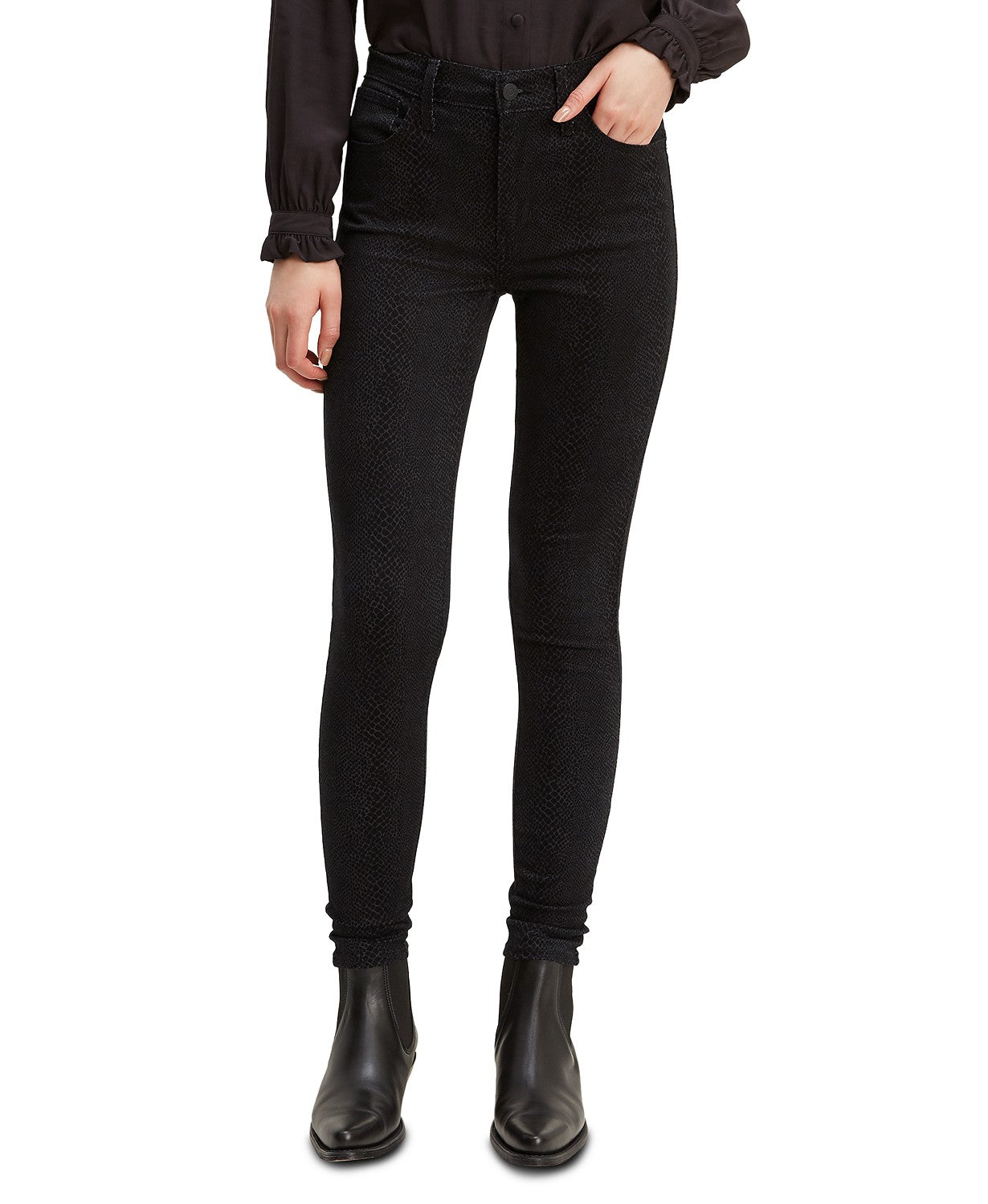 Levi's Women's 720 Python-Print High-Rise Super Skinny Jeans Black Size 30