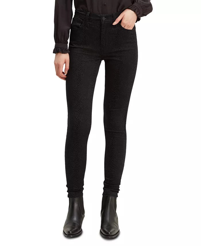 Levi's Women's 720 Python-Print High-Rise Super Skinny Jeans Black Size 33X30