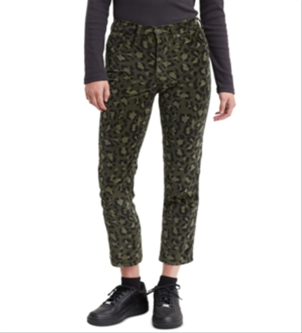 Levi's Women's 724 Printed Cropped Straight Leg Jeans Green Size 31