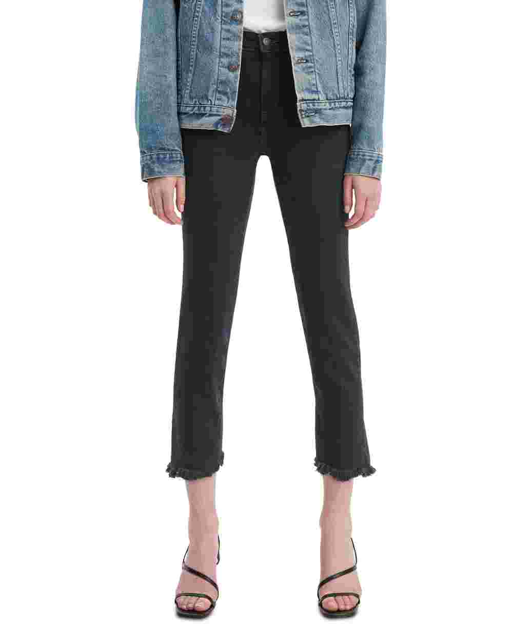Levi's Women's 724 Raw Hem Cropped Straight Leg Jeans Black  Size 36W