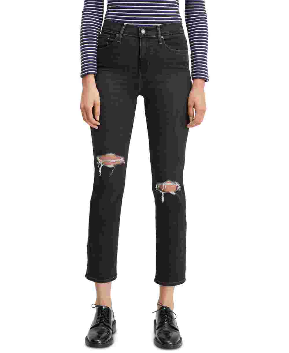Levi's Women's 724 Straight Leg Cropped Jeans Black Size 26W