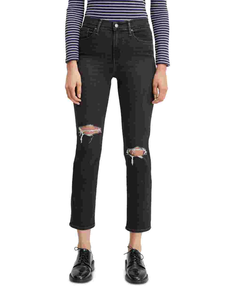 Levi's Women's 724 Straight-Leg Cropped Jeans Black Size 27